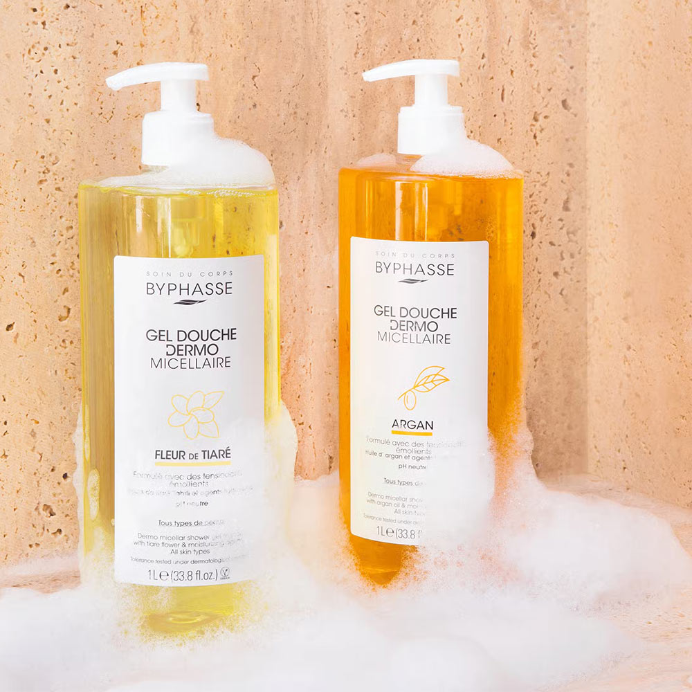 Byphasse Gel Douche Dermo Micellaire Argan 1L – Peaux Normales à Sèches