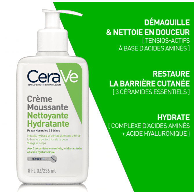 CeraVe Crème Moussante Nettoyante 236ml - Peaux Normales à Sèches