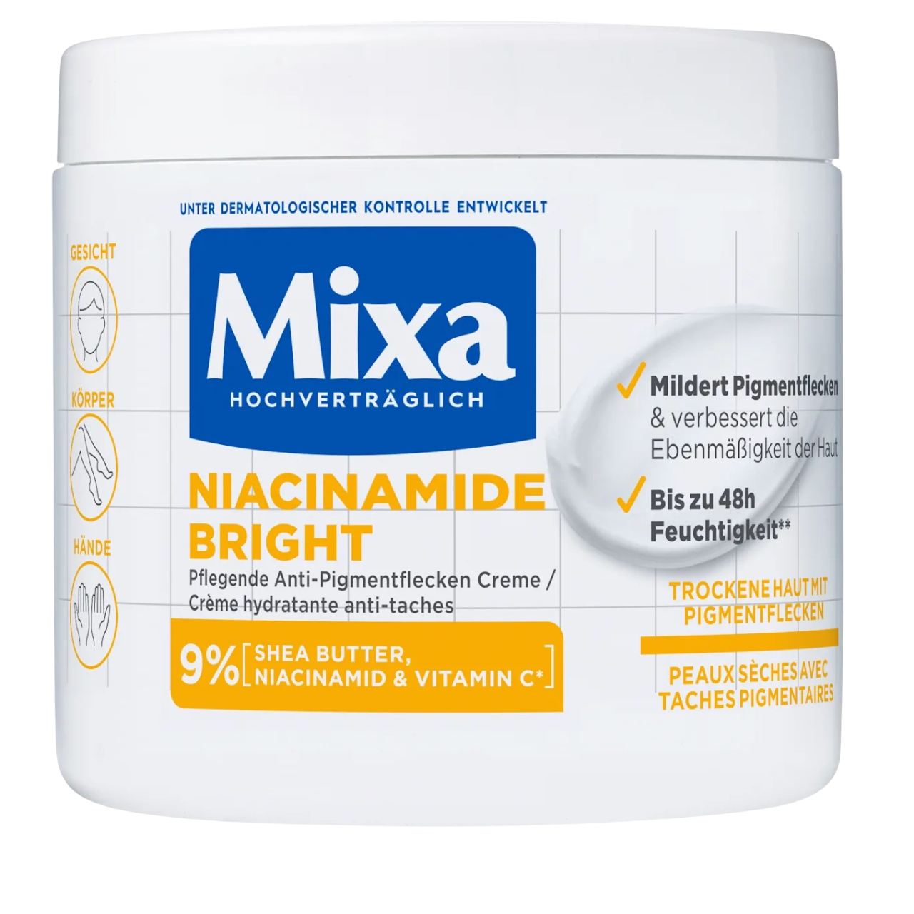 Mixa Crème Niacinamide Éclat 400ml, Hydratation & Teint Lumineux