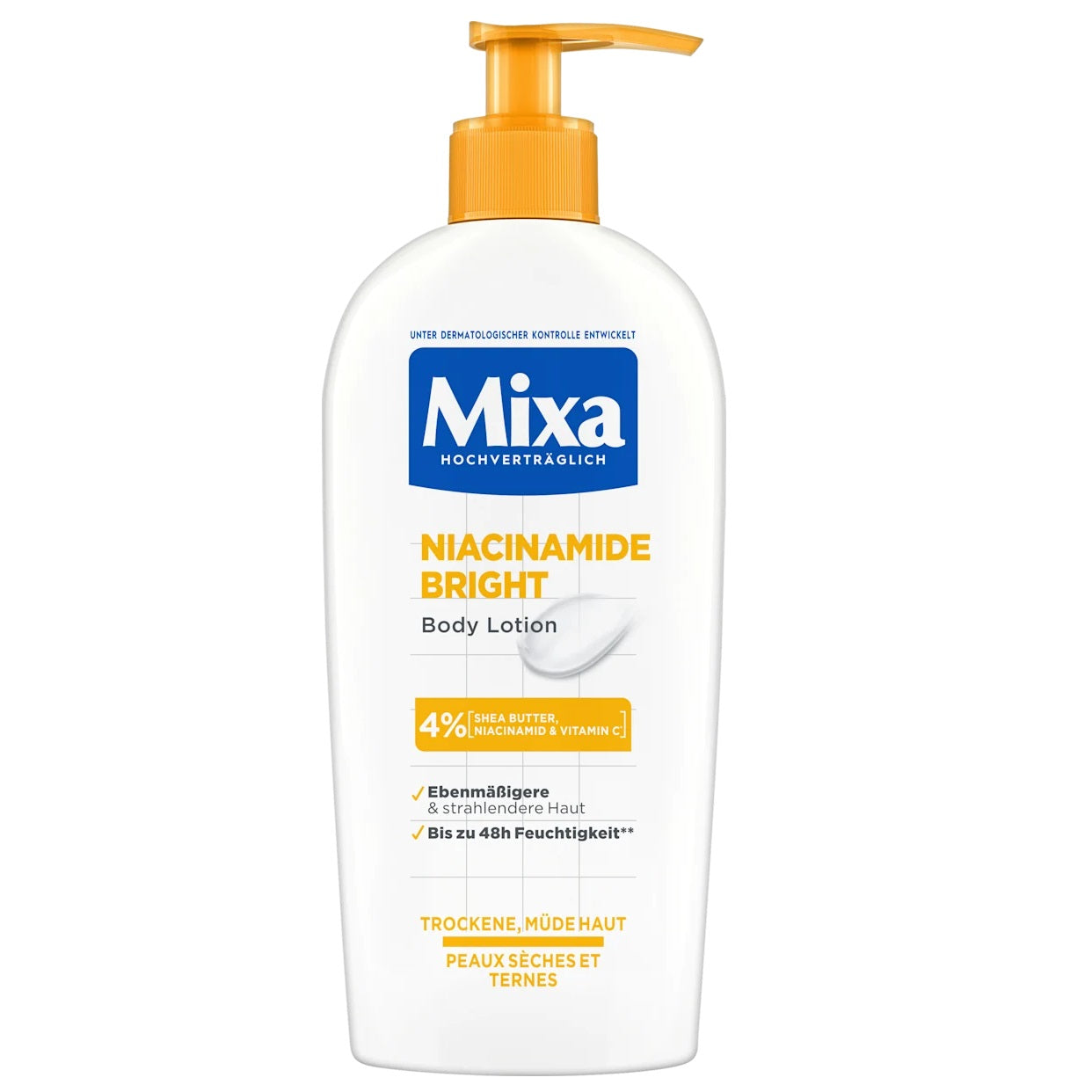 Mixa Lait Corps Niacinamide Bright 250ml - Hydratant, Unifiant & Raffermissant
