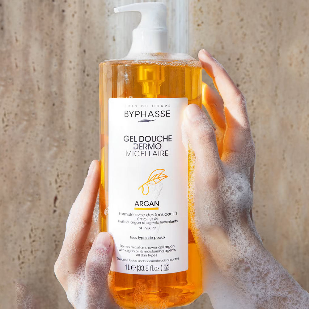 Byphasse Gel Douche Dermo Micellaire Argan 1L – Peaux Normales à Sèches