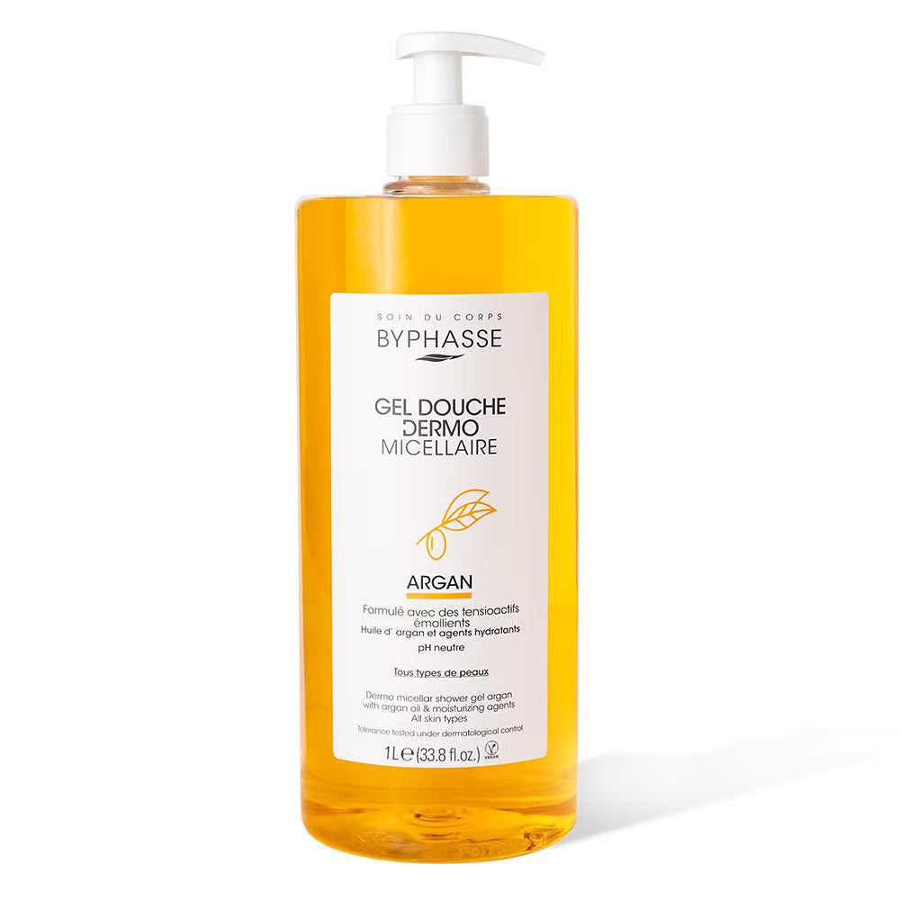 Byphasse Gel Douche Dermo Micellaire Argan 1L – Peaux Normales à Sèches