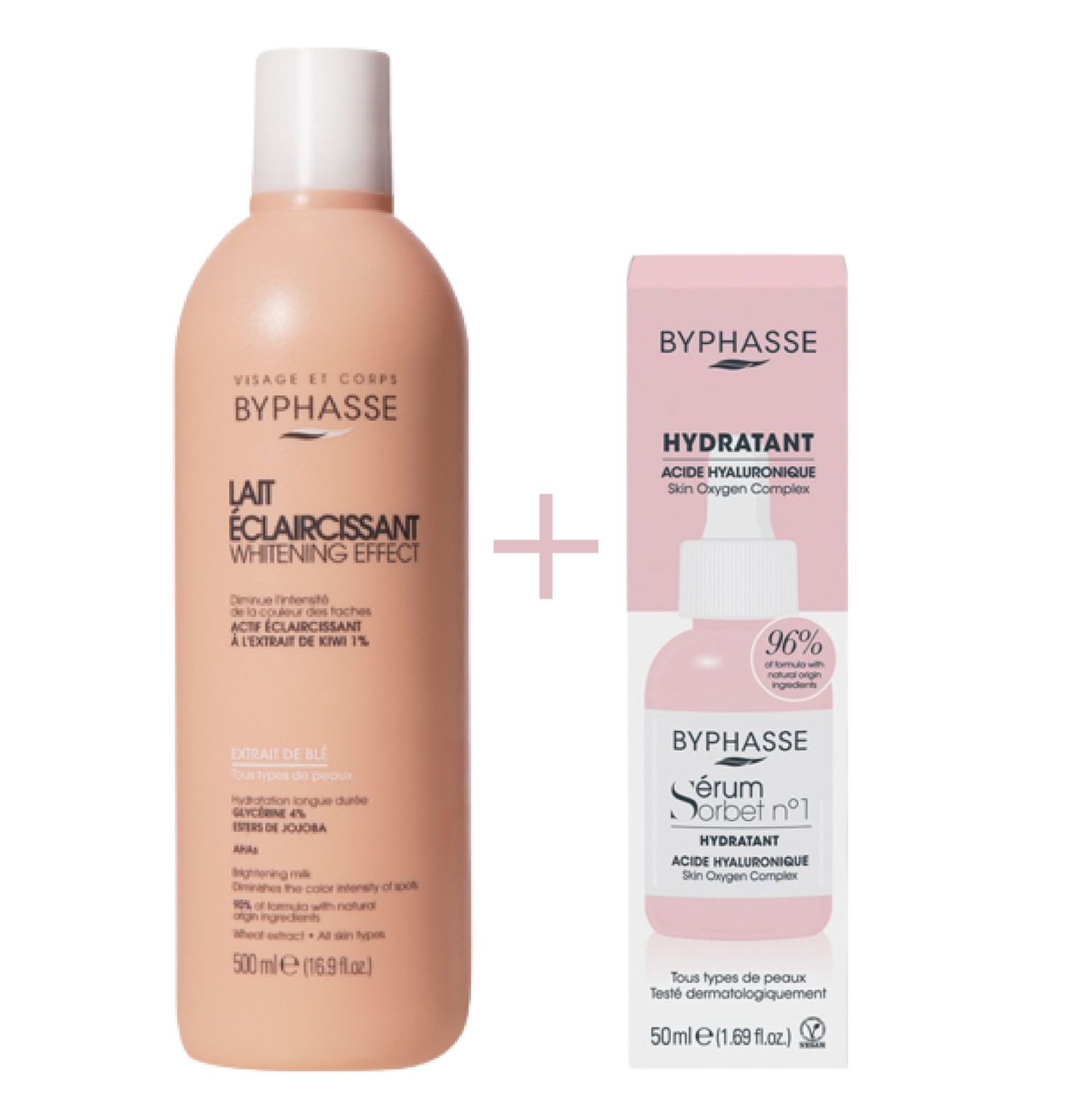 Byphasse Duo Hydratant & Unifiant – Lait 500ml + Sérum 50ml