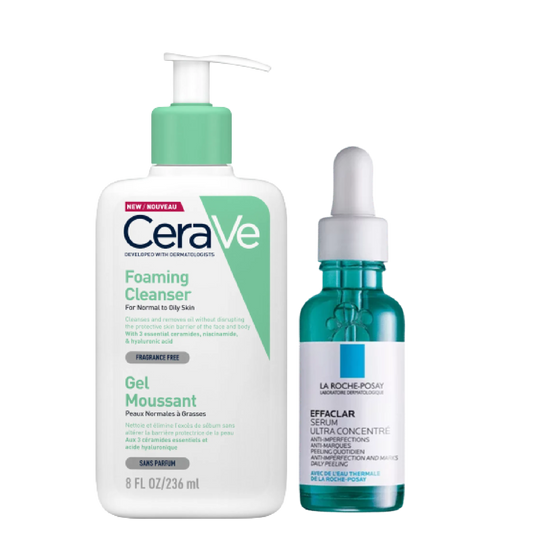 Kit Anti-Imperfections CeraVe & La Roche-Posay – Gel Moussant 236ml + Sérum Effaclar 30ml