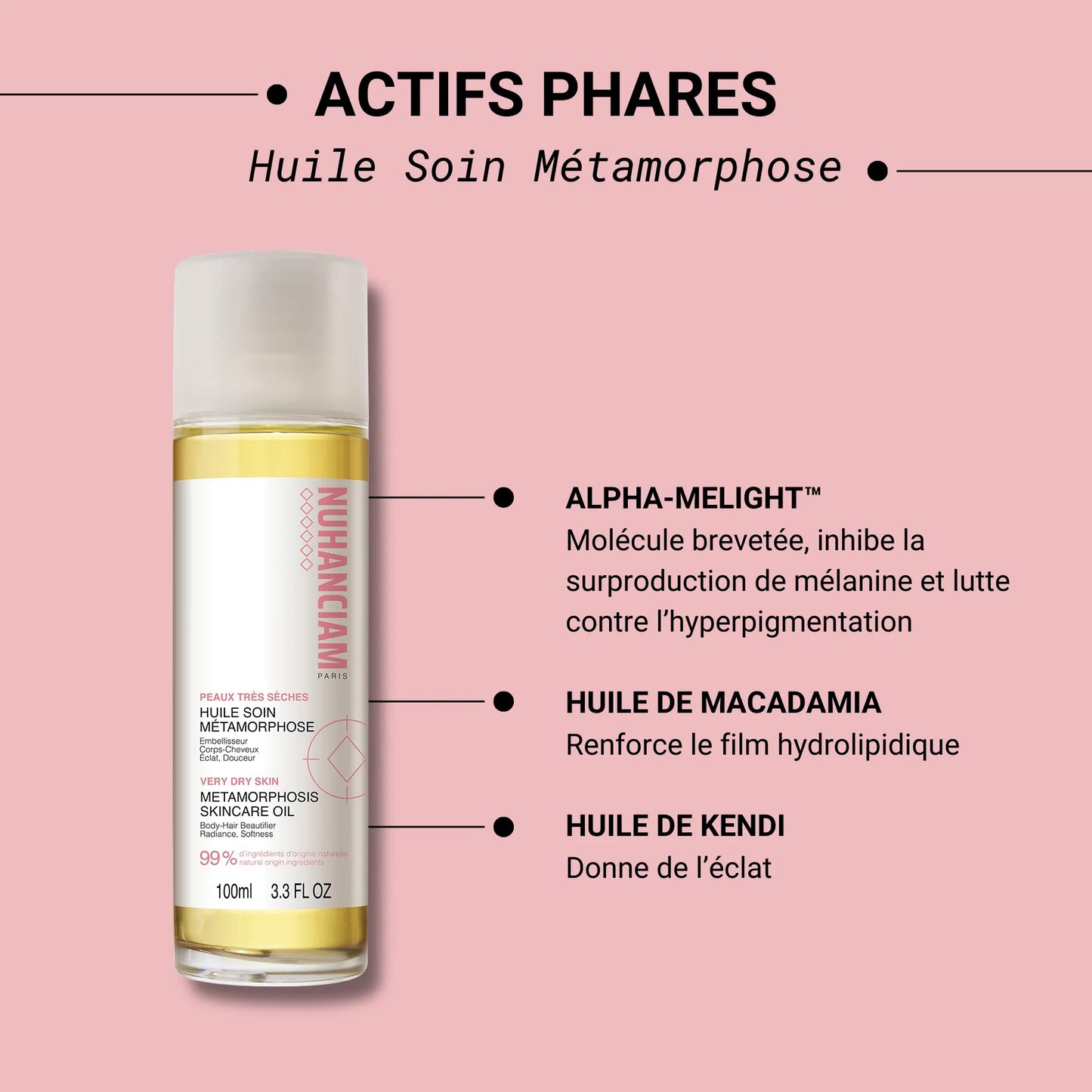 Nuhanciam Huile Soin Embellisseur Corps & Cheveux 100ml – Éclat & Douceur